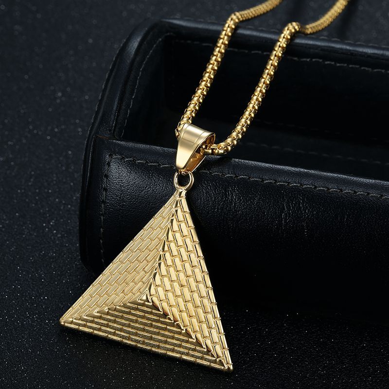 Planderful Everyday Genie Gold Plated Hip Hop Jewelry Necklace With Egyptian Pyramid Pendant For Hip Hop Fans