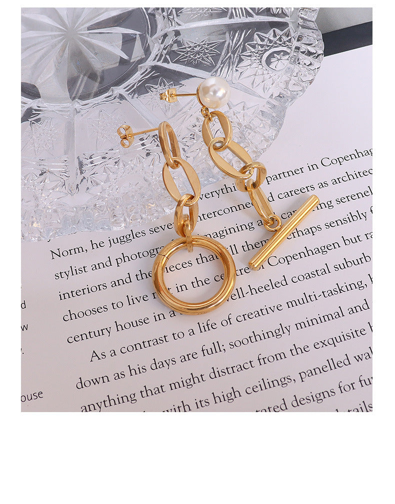 French Chic Gold Plated Asymmetric Earrings for Women By Planderful