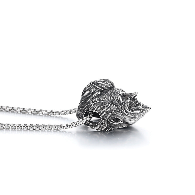 Stainless Steel Necklace – Vintage Sun Wukong Monkey Head Pendant For Everyday Style