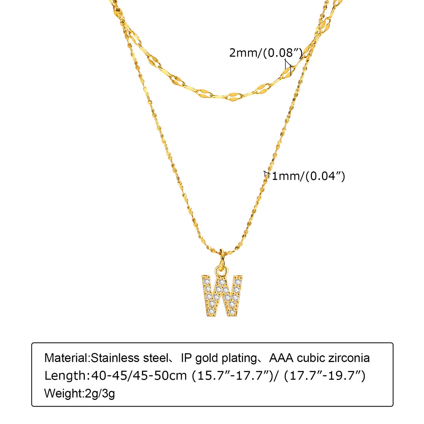 Stainless Steel 26-Letter Zircon Necklace Set for Summer Fashion