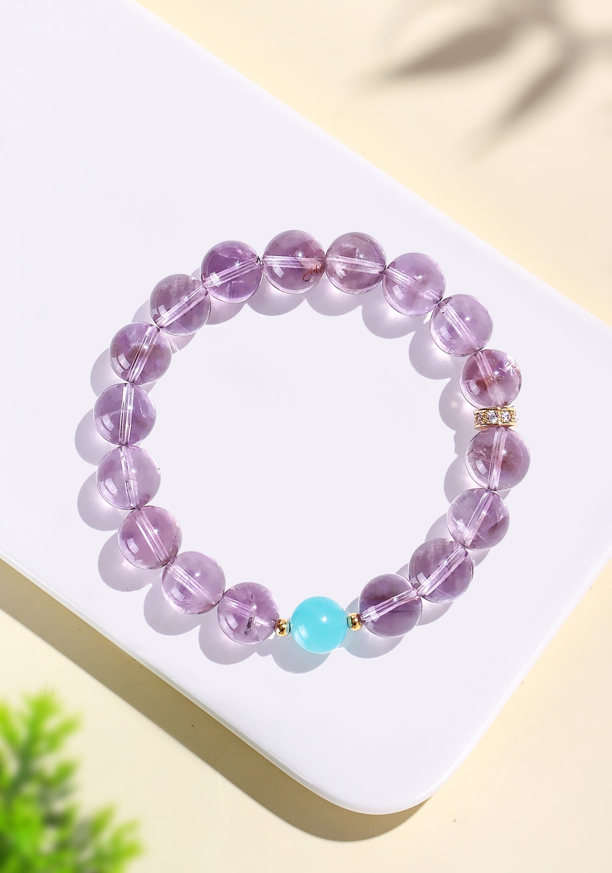 Planderful Fortune's Favor 10Mm Natural Bolivian Amethyst Beaded Bracelet – Premium Quality Natural Gemstone