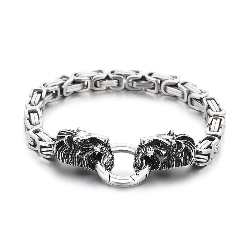 Planderful Lion Head Titanium Hip Hop Chain Bracelet For Men