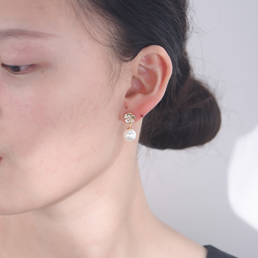 S925 Sterling Silver Flower Inlaid Zircon Earrings