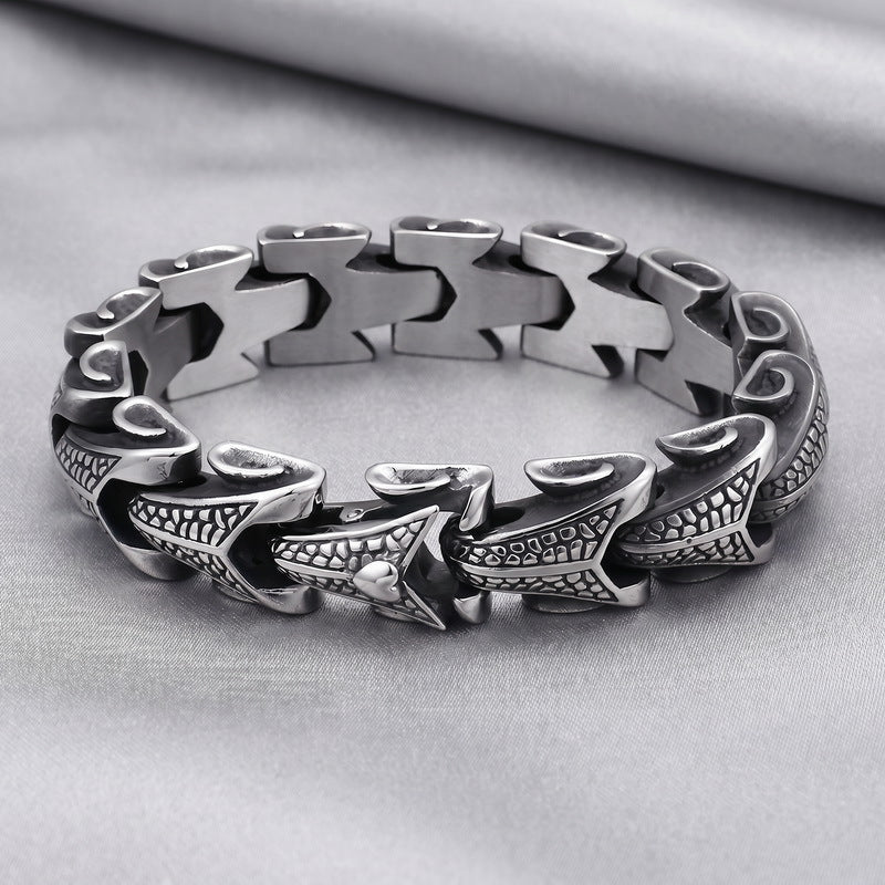 Punk Smeared Keel Titanium Steel Bracelet – Hip Hop Double Row Zircon Curved Bar Layered