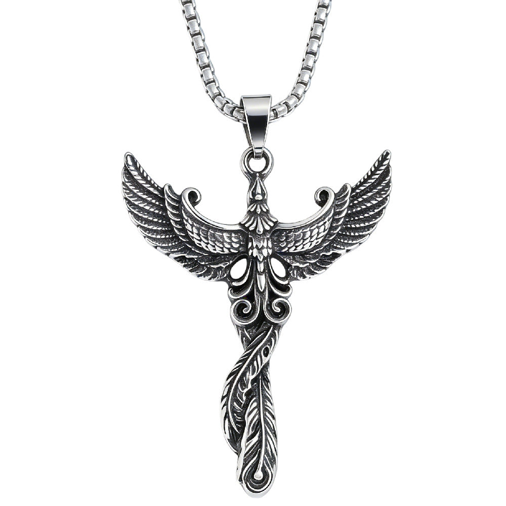 Personalized Retro Phoenix Titanium Steel Pendant With Protection Statement For Unisex Style By Planderful Now
