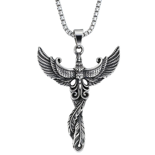 Personalized Retro Phoenix Titanium Steel Pendant With Protection Statement For Unisex Style By Planderful Now