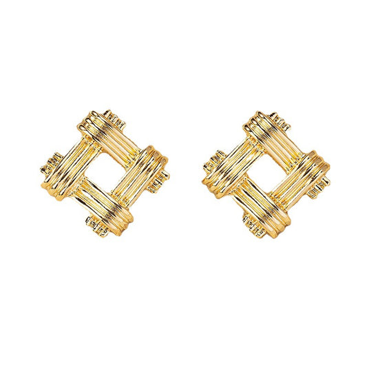 Twisted Geometric Fashion Stud Earrings - Vienna Verve Collection