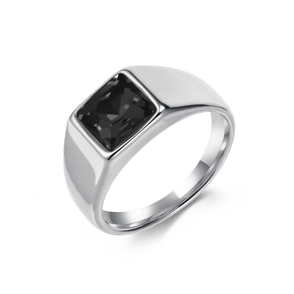 Planderful Stainless Steel Zircon Ring Inlaid Red Zircon Retro Kropunk For Men Unisex
