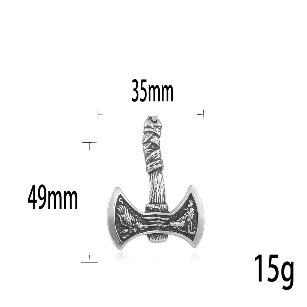 European And American Stainless Steel Double Axe Pendant