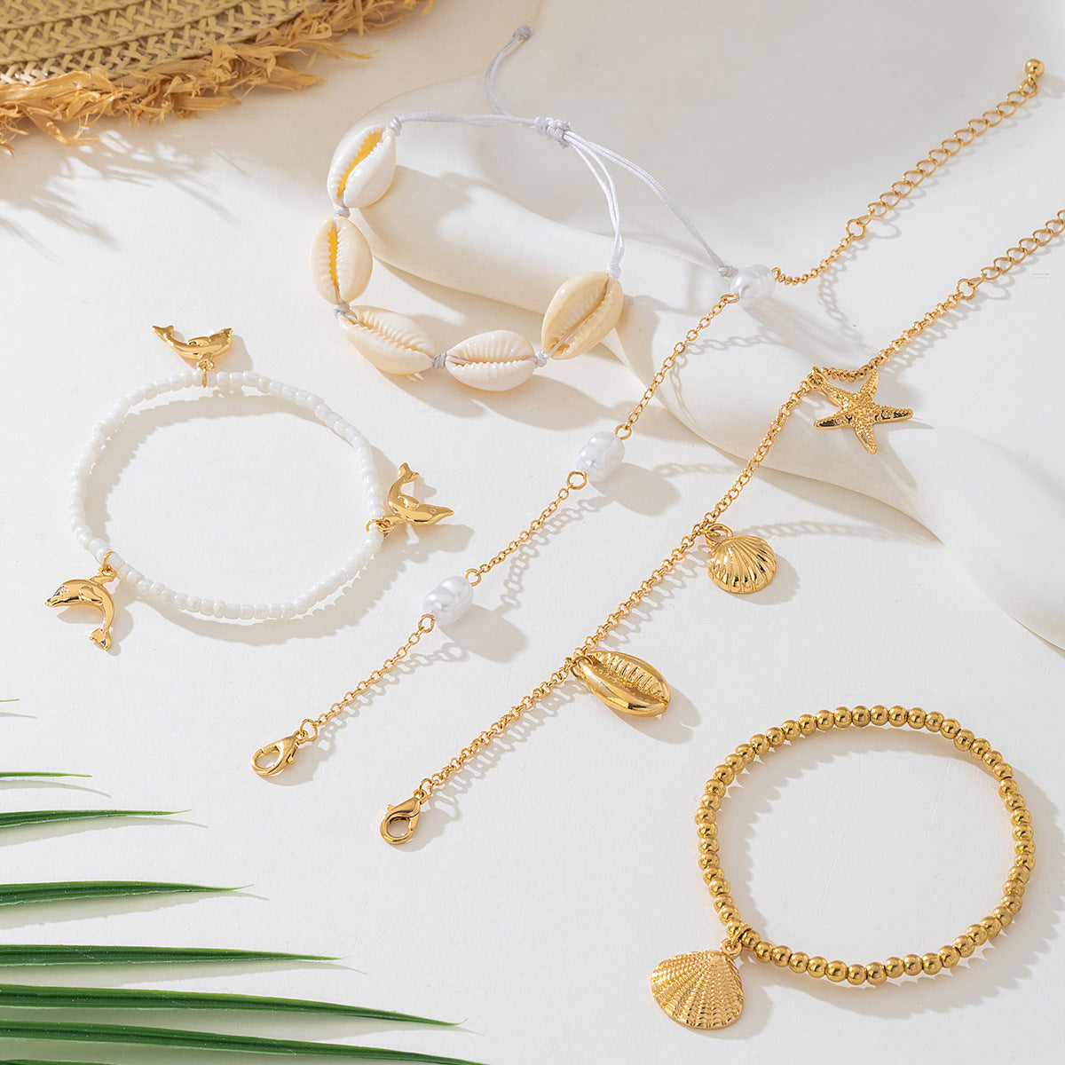 Planderful Vienna Verve Bracelet Set – Stylish 5-Piece Shell Design