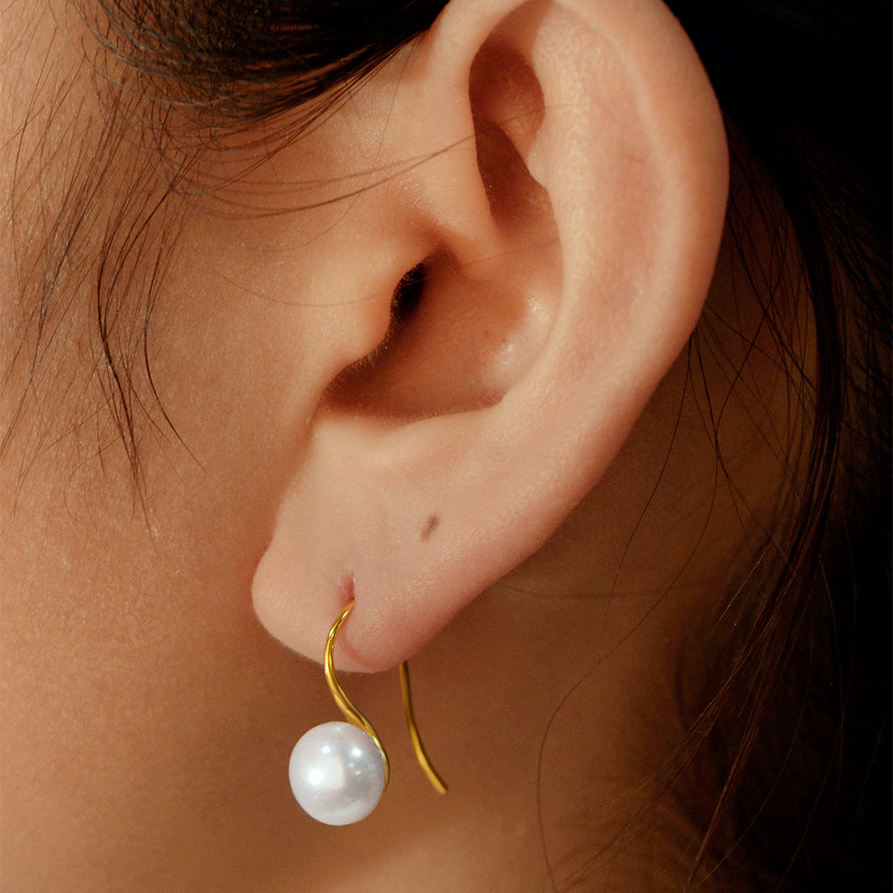 Natural Freshwater Pearl Earrings S925 Sterling Silver High Heels Pearl Ear Hook