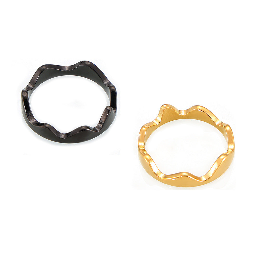 Korean Wave Minimalist Gold-Plated Titanium Steel Ring for Everyday Genie