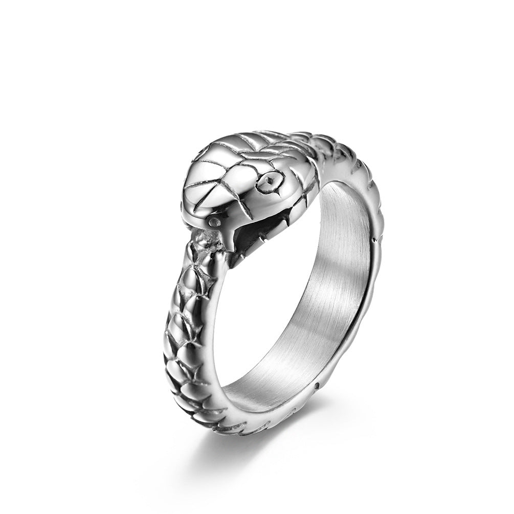 Planderful Gluttonous Snake Ring Titanium Steel Vacuum Gold Plated For Men And Women Hipster Index Finger Ring