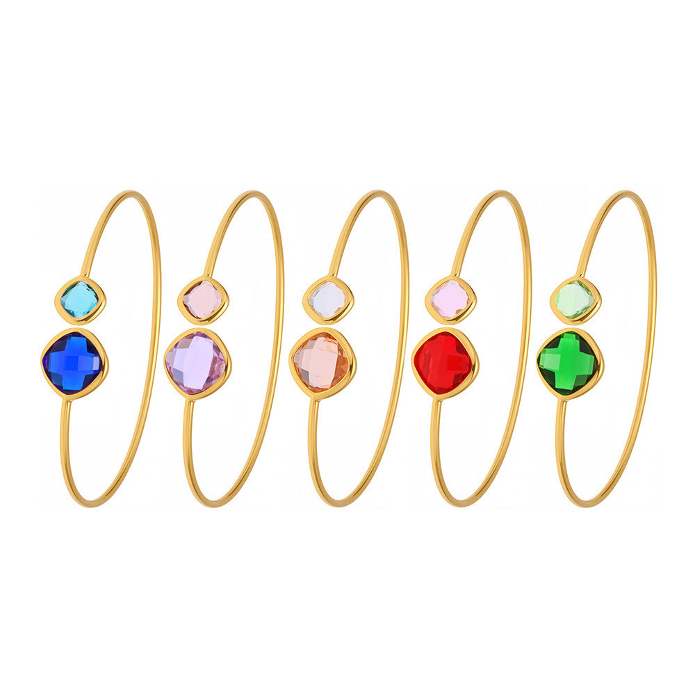 Planderful Czech Glass Stone Open Bracelet Women Fashion