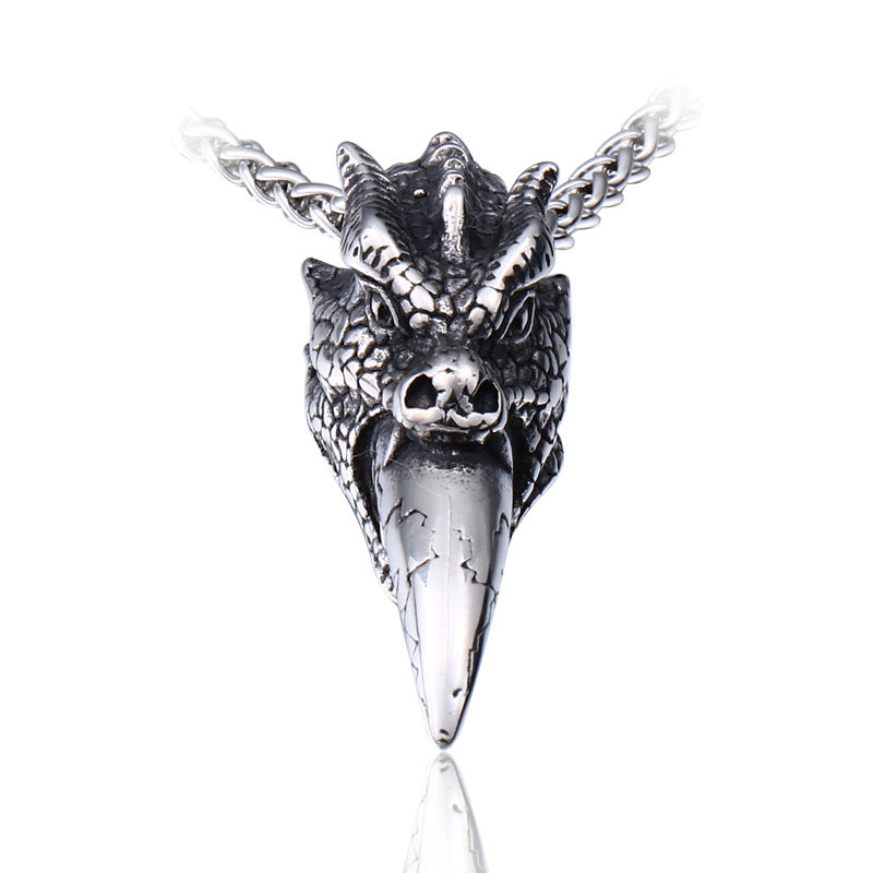 Retro Dragon Head Pendant for Men - Creative Titanium Steel Jewelry in European and American Style