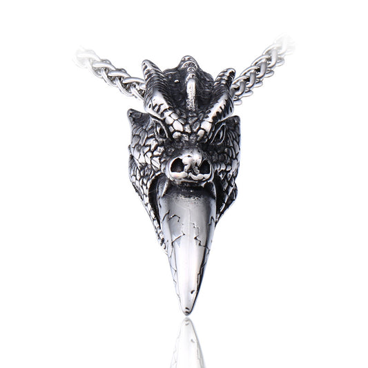 Retro Dragon Head Pendant for Men - Creative Titanium Steel Jewelry in European and American Style
