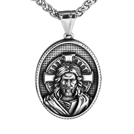 Cross-Border Stainless Steel Vintage Greek Mythology Pendant Necklace for Men