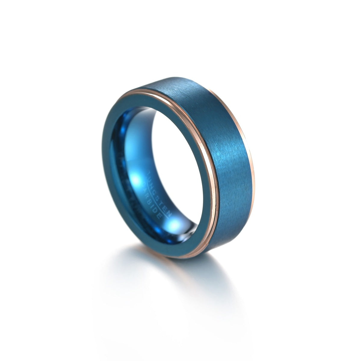 European-American Men's Tungsten Gold Brushed Ring 8mm - Stylish Steel Jewelry