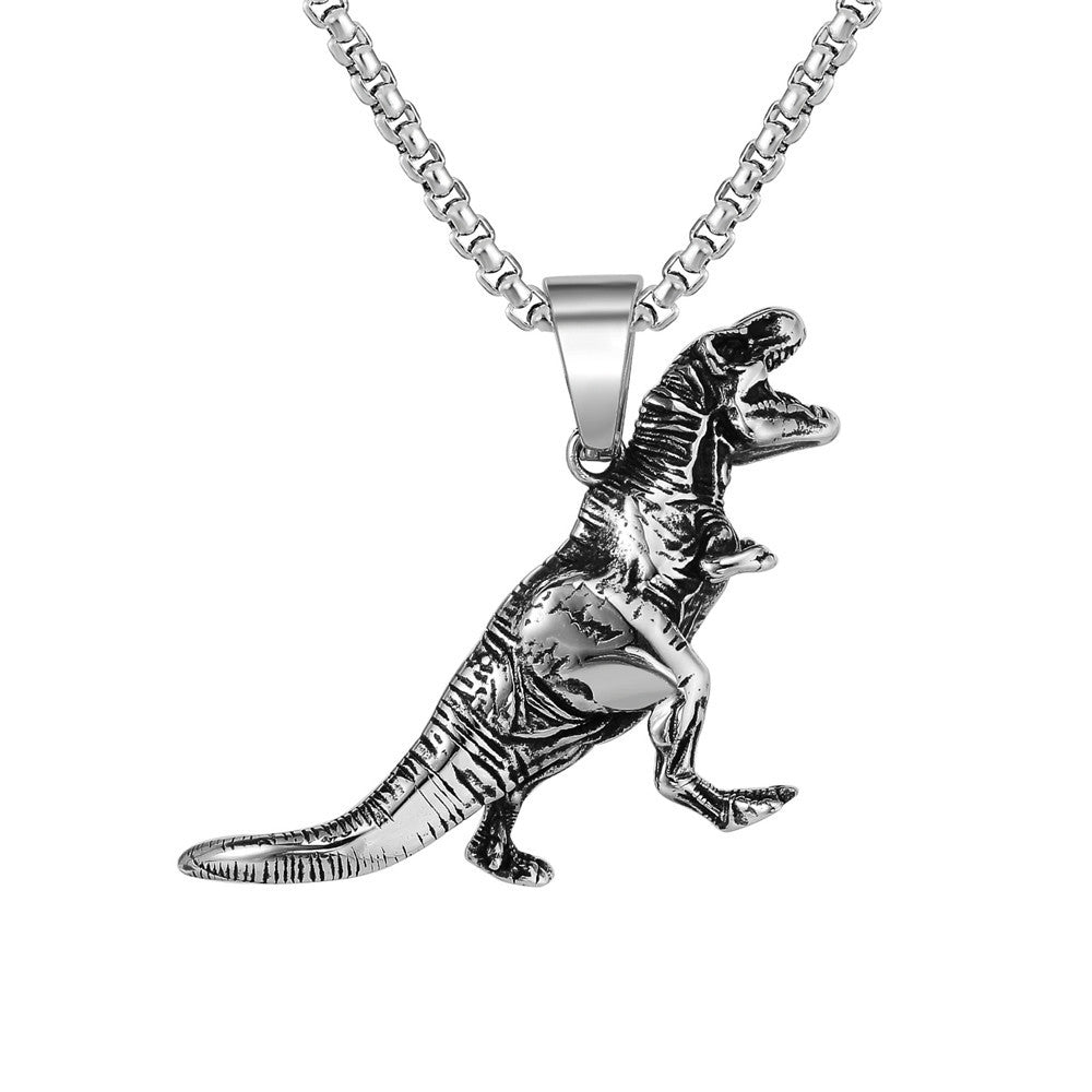 Personalized Tyrannosaurus Rex Pendant Steel Unisex Bold Retro Dino Gift Planderful