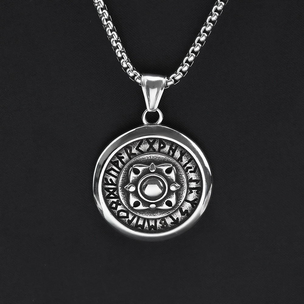 European And American Jewelry Wholesale Titanium Steel Men's Pendant Necklace Retro Viking Shield