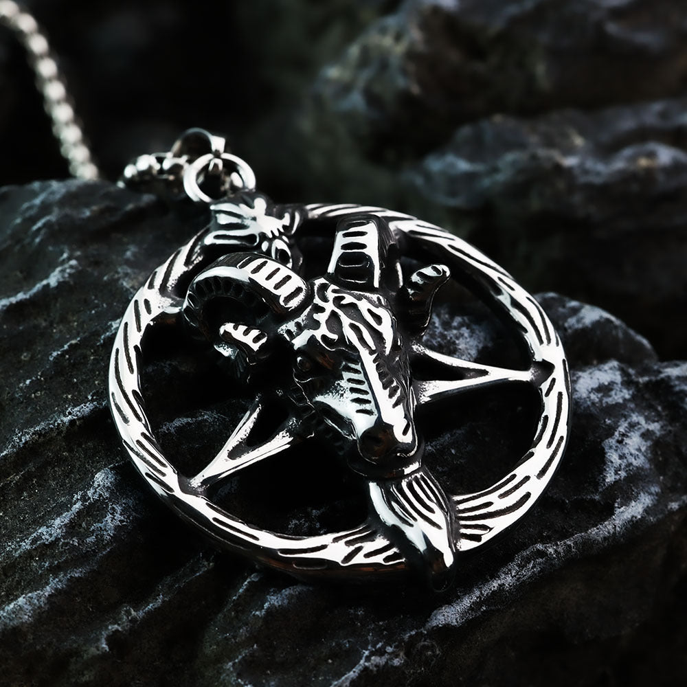 Planderful Nordic Hexagram Ram Head Pendant For Men Durable Stainless Steel Necklace