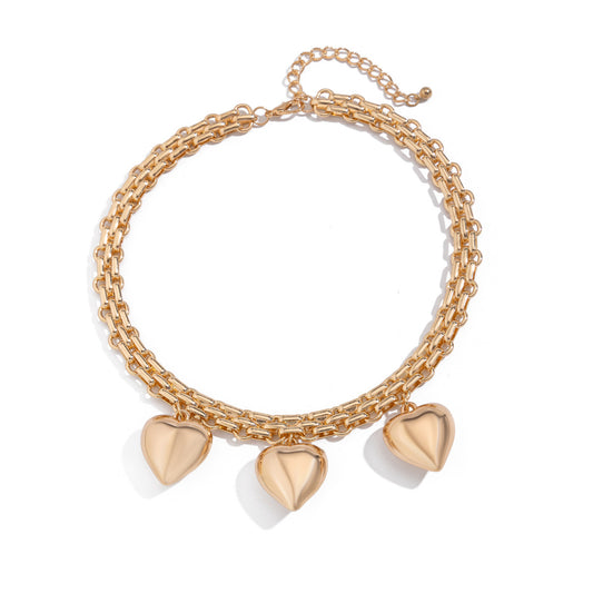 Planderful Collection Vienna Verve Geometric Double Chain Necklace For Women Personalized Bold Statement Jewelry
