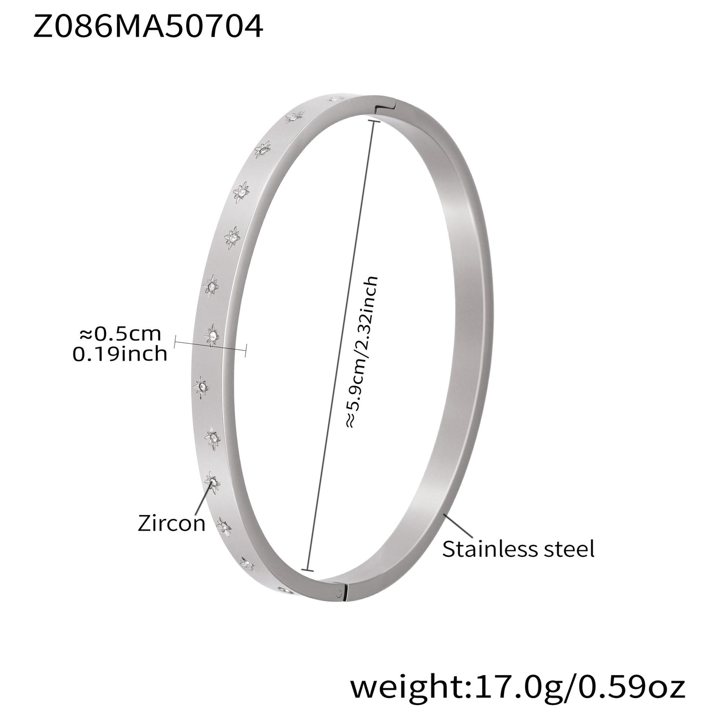 Planderful Zircon Encrusted Titanium Bracelet For Women