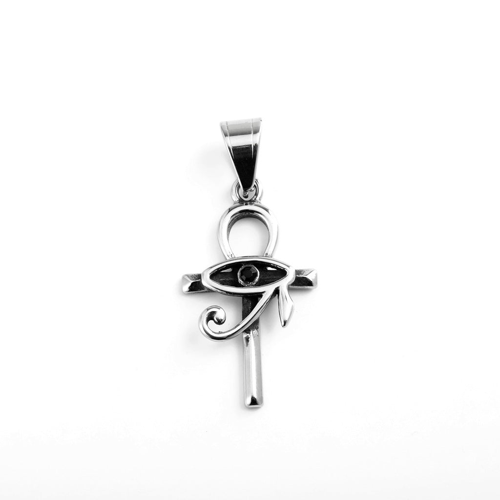 Vintage Eye of Horus Egyptian Stainless Steel Men's Pendant Necklace