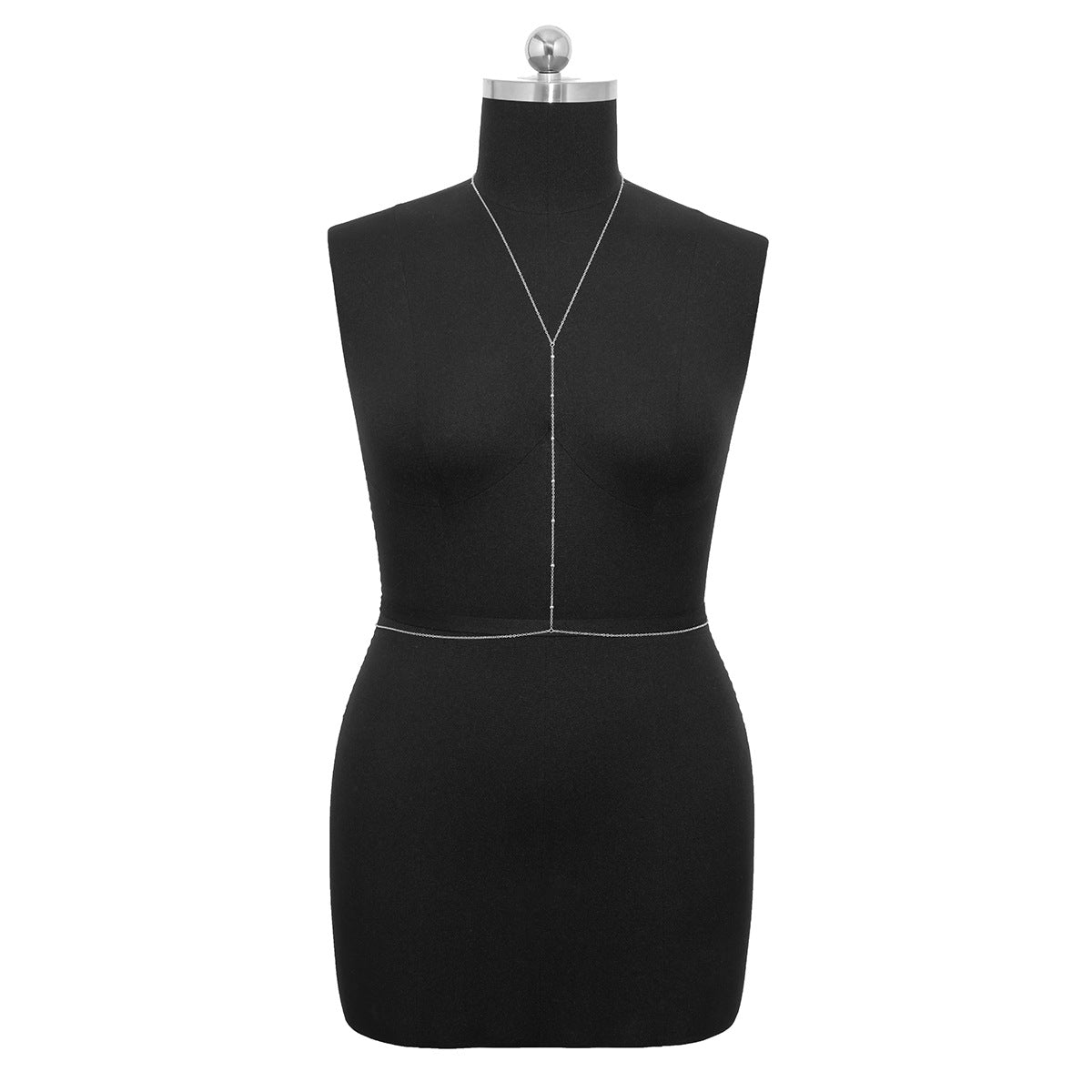 Elegant Hollow Body Chain Necklace and Waist Chain Set with Round Beads for Women