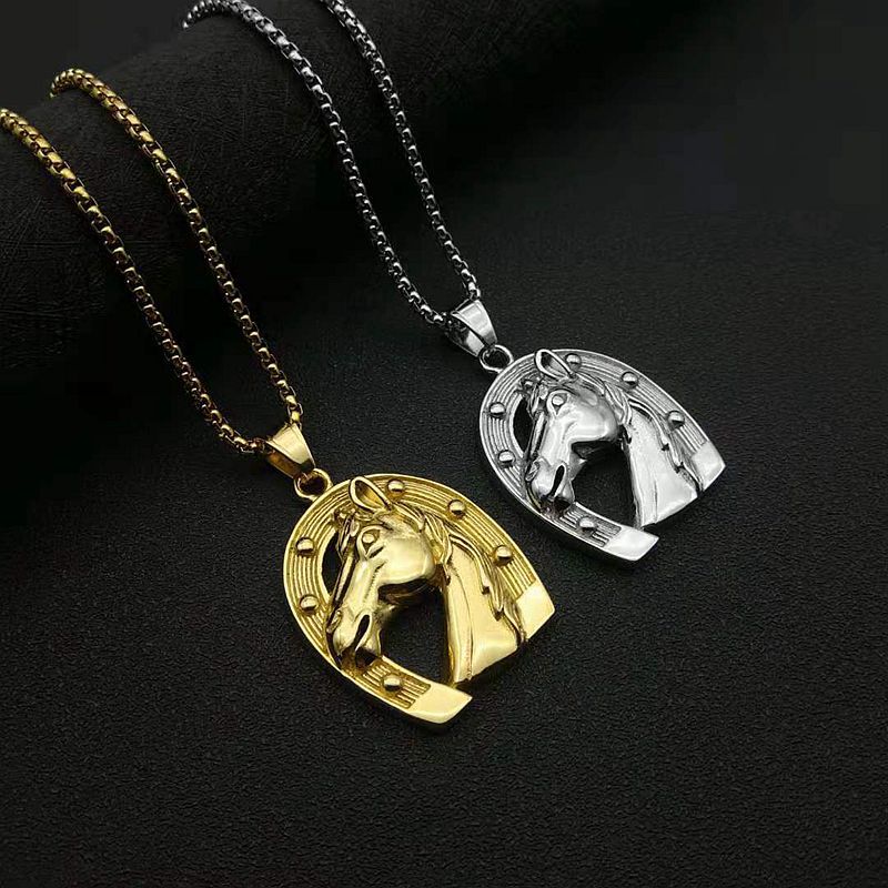 Stainless Steel Necklace - Statement Horse Head Pendant for Hip Hop Style Everyday Wear