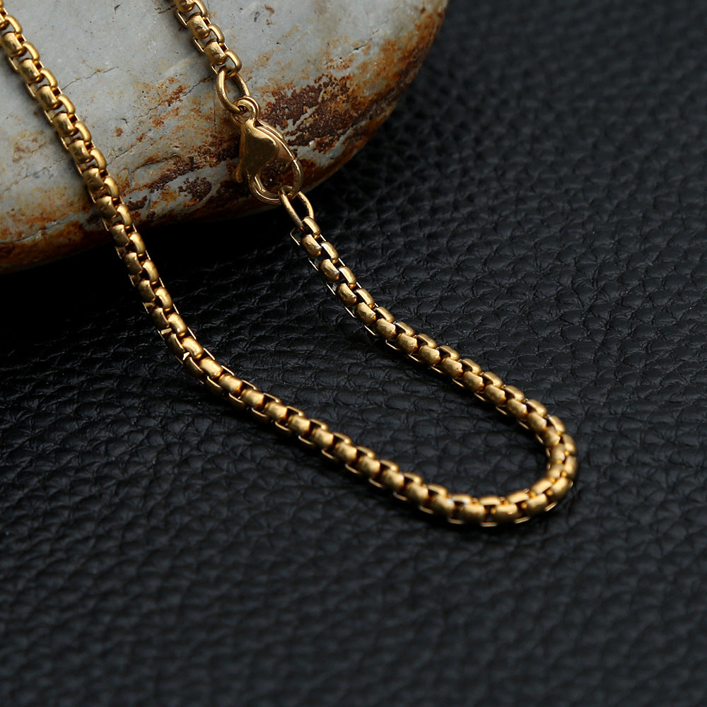 Pearl Bead Chain DIY Stainless Steel Men's Pendant Necklace