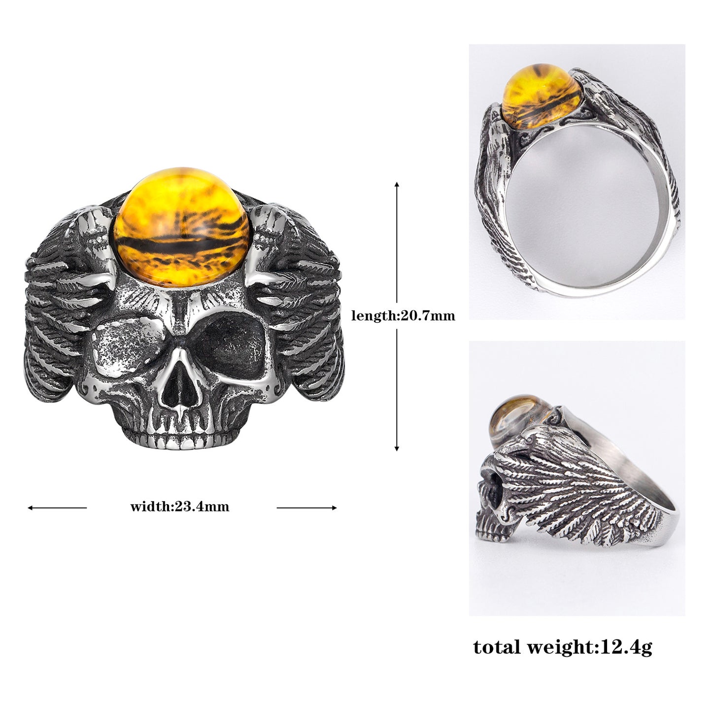Titanium Steel Ring – Statement Skull Devil Eye Design For Men Everyday Genie Planderful