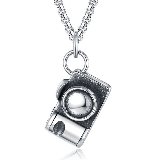 Titanium Steel Necklace – Vintage Retro Camera-Inspired Pendant For Men Planderful