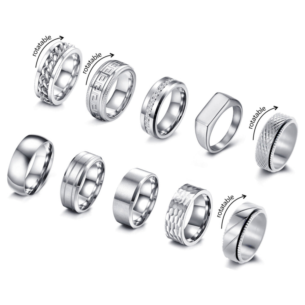Planderful Everyday Genie Stainless Steel Spinner Ring Unisex For Men Stress Relief Decompression