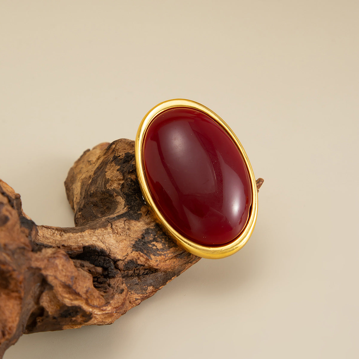 Oval Resin Gemstone Statement Ring By Planderful Vienna Verve For Women Vintage Geometric Opening Jewelry