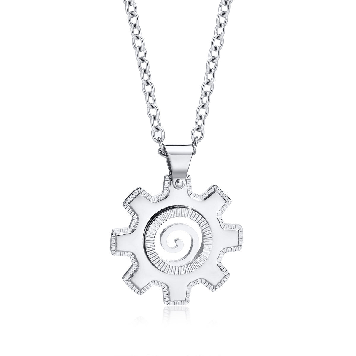 Men's Necklace Stainless Steel All-Light Gear Pendant