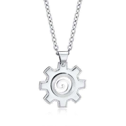 Men's Necklace Stainless Steel All-Light Gear Pendant