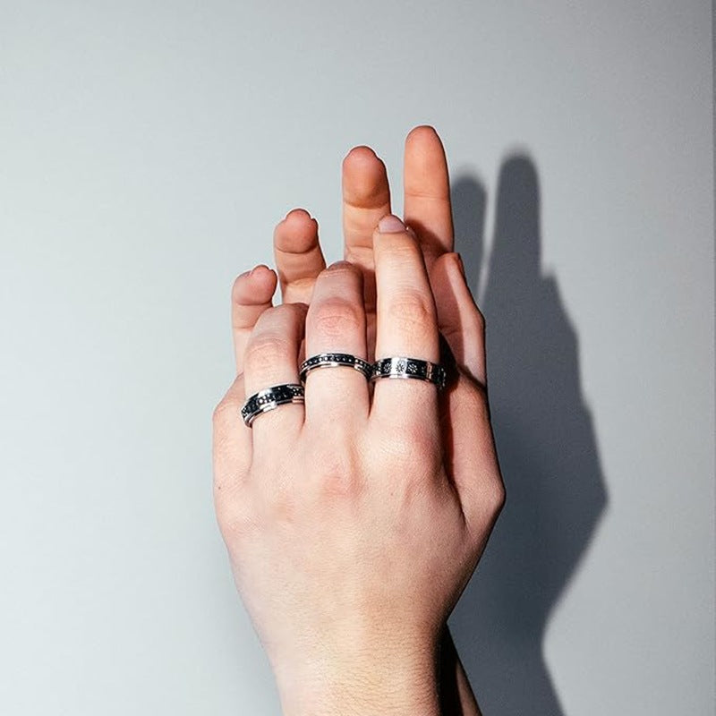 Planderful Collection Everyday Genie Minimalist Stainless Steel Rotating Ring Set For Men And Women
