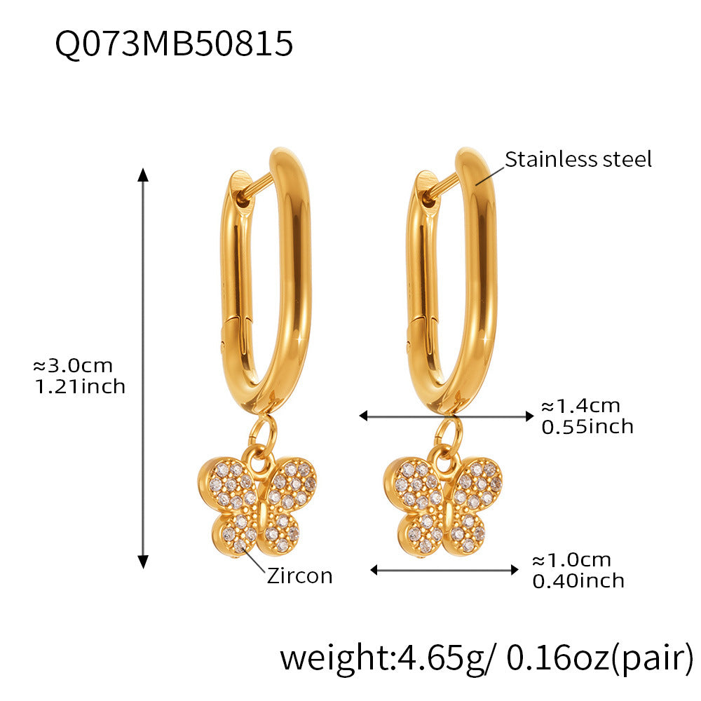 Planderful Zircon Earrings Butterfly Pendant For Fairy Fans