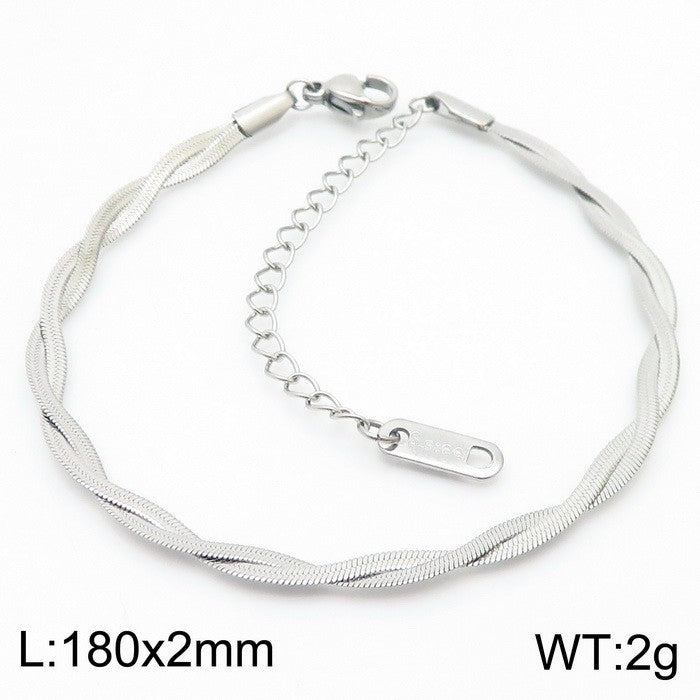 Trendy Adjustable Double Woven Chain Necklace And Bracelet