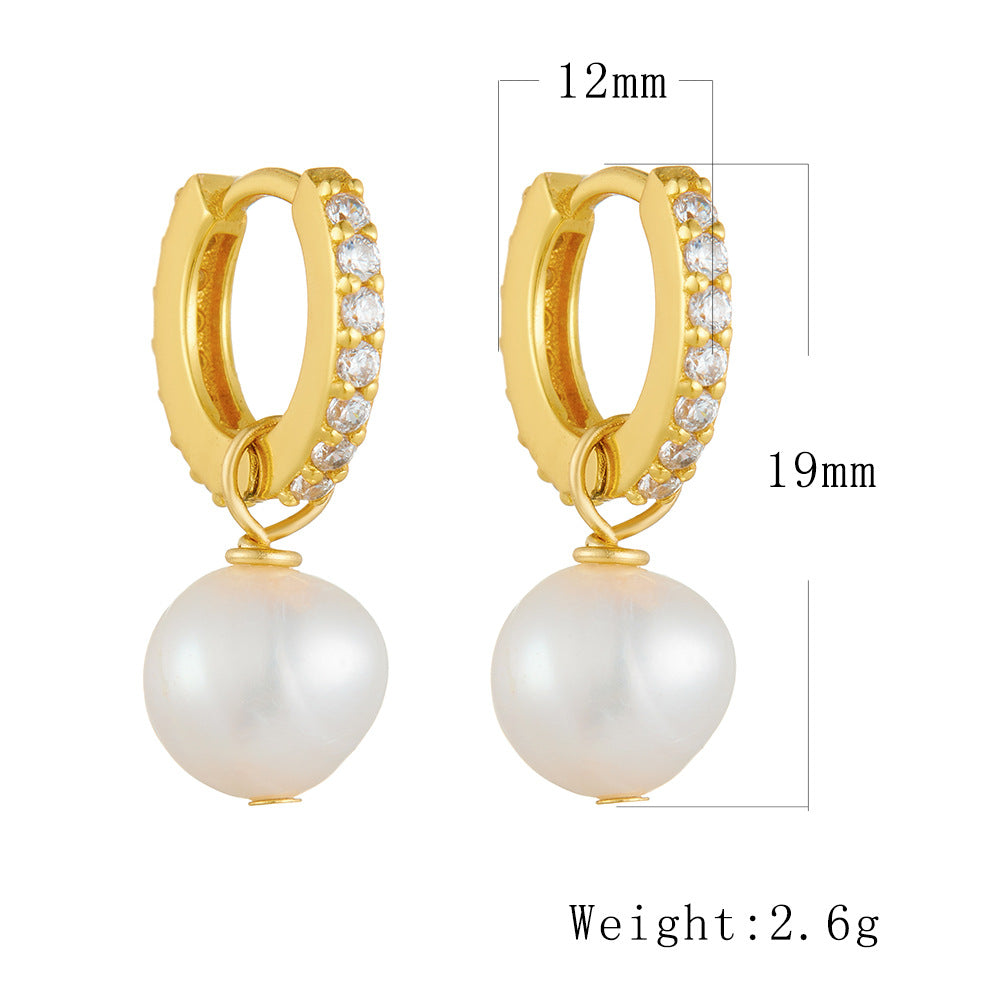 South Korea'S Ear Buckle Retro Natural Pearl Earrings 925 Sterling Silver Earrings