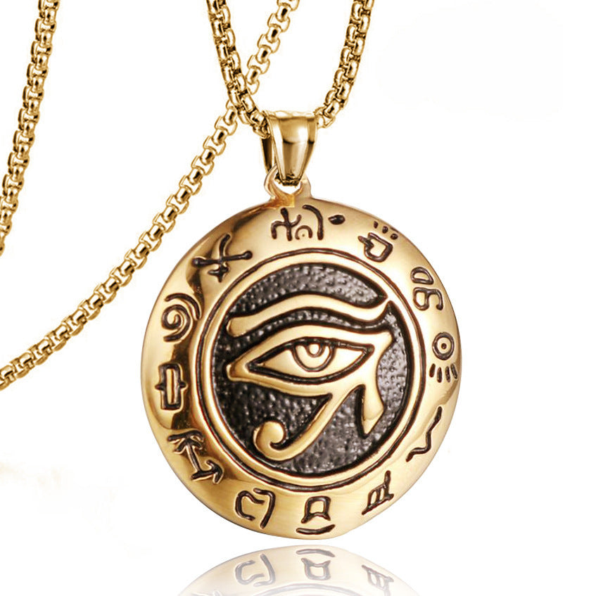 Stainless Steel Necklace - Vintage Egyptian Eye Of Horus Pendant With Timeless Ancient Power
