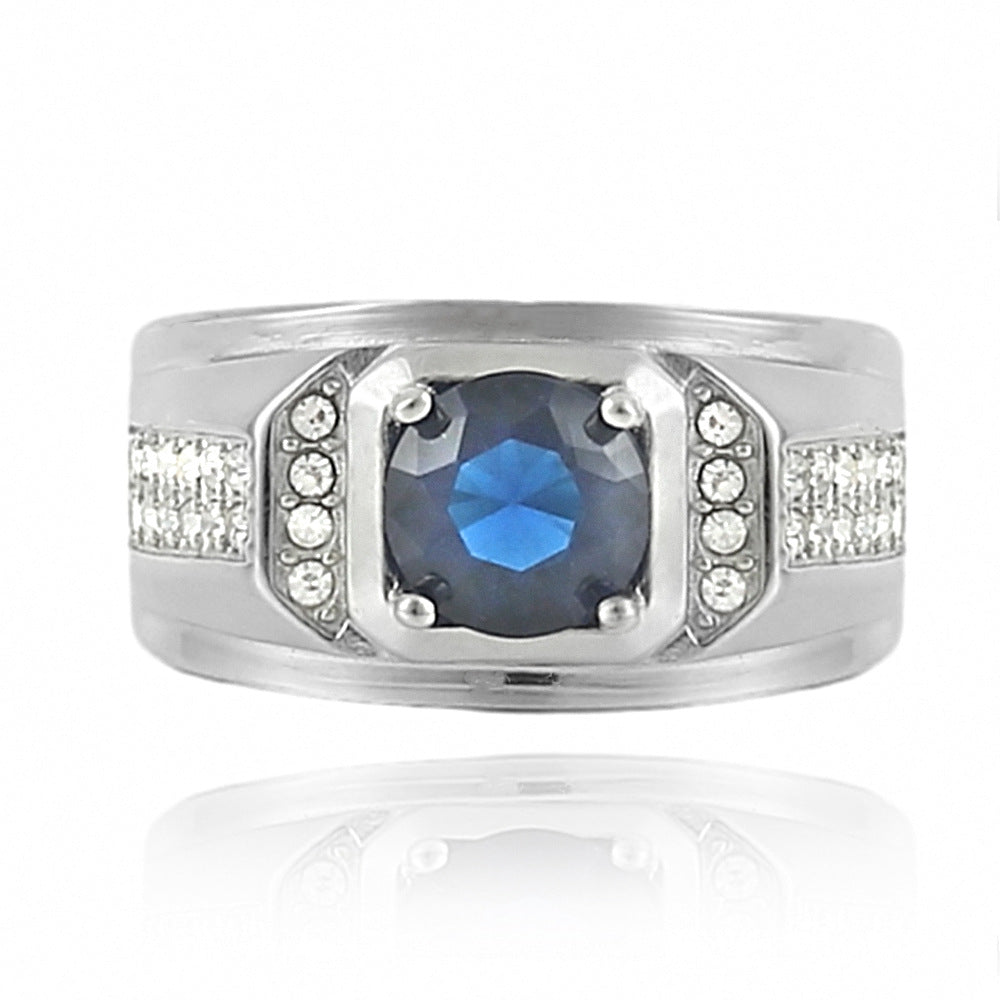 Trendy Multicolor Stone Titanium Steel Ring for Personalized Fashion - Unisex Design for Men and Women