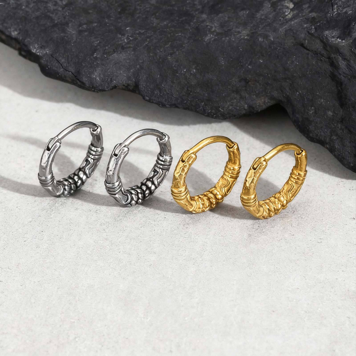 Geometric Punk Single Earrings — Gold or Silver