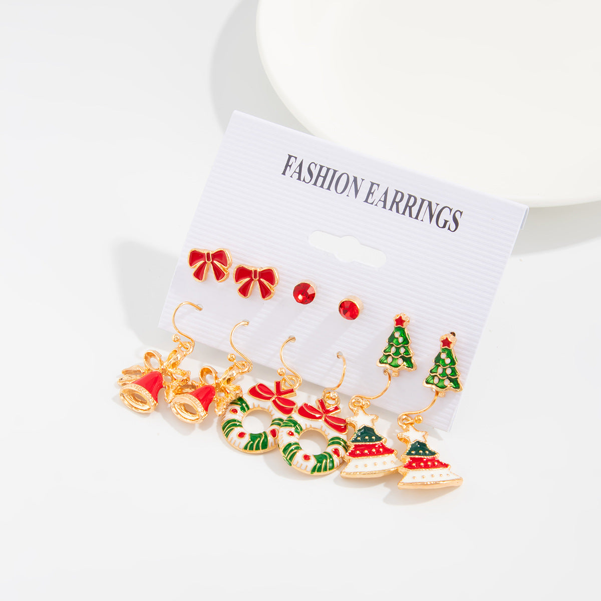 Planderful Christmas Snowflake Bell Earrings Set For Women Festive Pearl Elk Santa Cartoon Dripping Statement