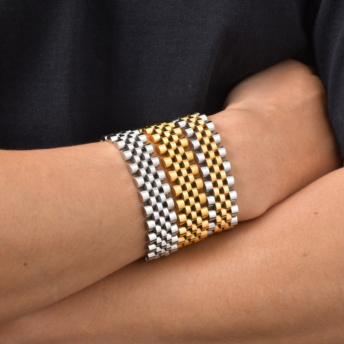 Textured Stainless Steel Bracelet for Men
