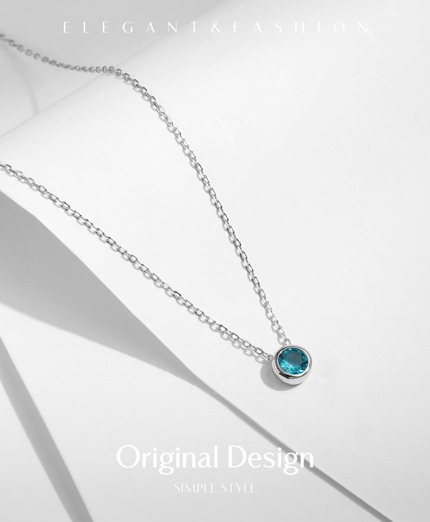 Planderful Collection S925 Sterling Silver British Vintage Paraiba Zircon Pendant Necklace Women – Small Personality Charm