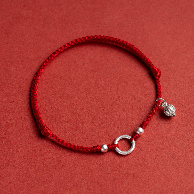 Fortune's Favor Sterling Silver Weaving Red Rope Bracelet for Couples