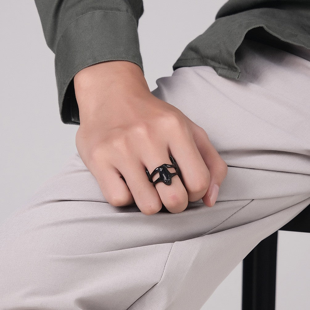 Stainless Steel Little Frog Ring – Adjustable Opening – Little Toad
