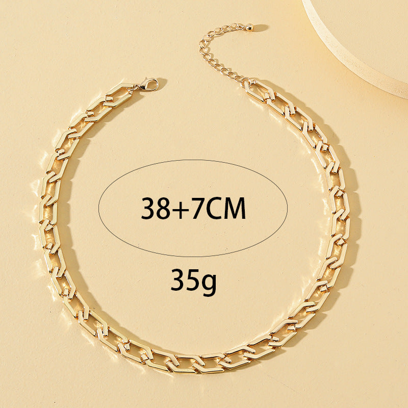 Chunky Cuban Link Necklace - Vintage Punk Sweater Chain - Minimalist Single Strand Choker